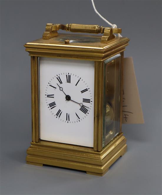 An early 20th century brass carriage clock with alarm